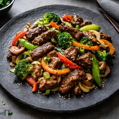 Vegetables and meat wok