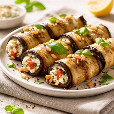Vegetarian aubergine roll