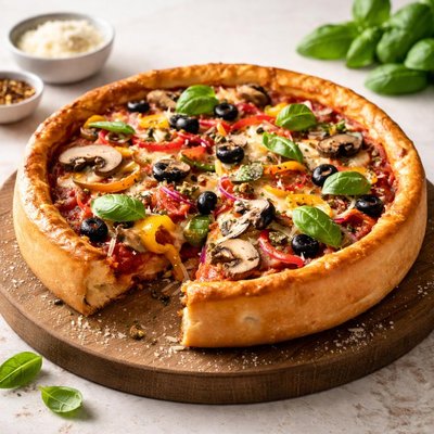 Vegetarian chicago deep dish pizza