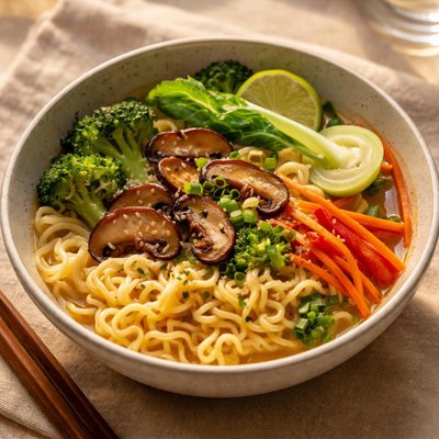 Vegetarian egg noodles ramen