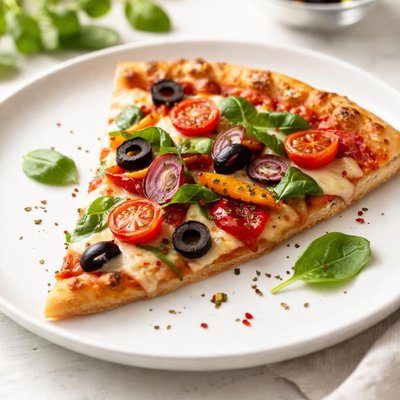 Vegetarian pizza slice