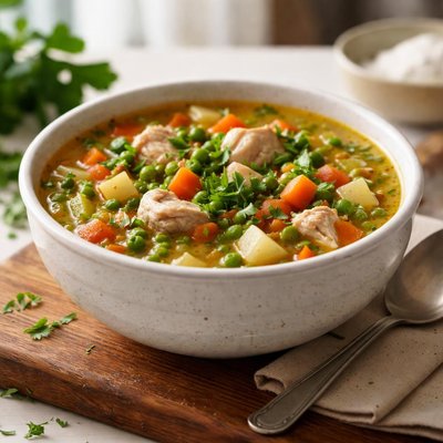 Vegetble soup with chicken peas