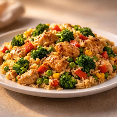 Vegeteble and chicken rice