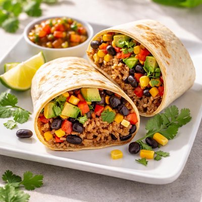 Veggie and black beans burrito