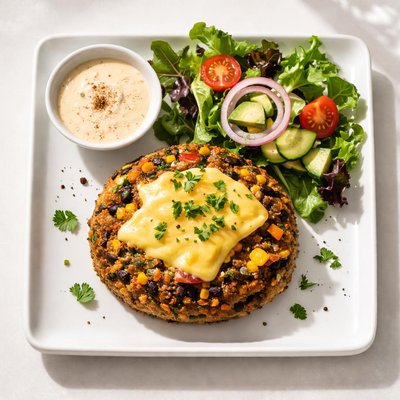 Veggie burger patty with cheese