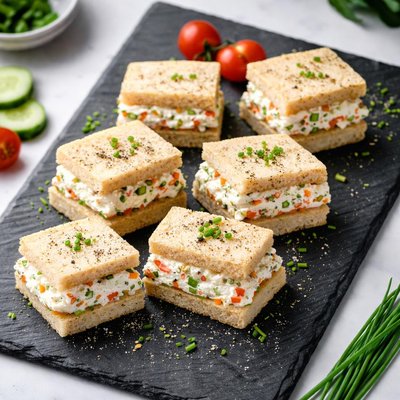 Veggie cream cheese mini sandwich