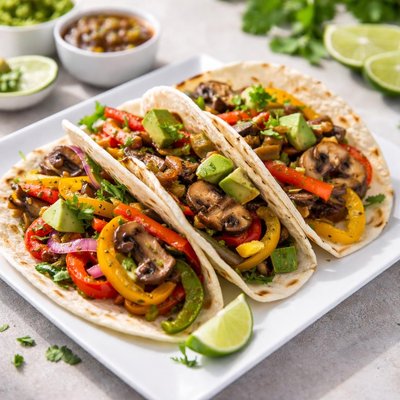 Veggie mushroom and pepper fajitas