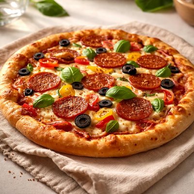 Veggie pepperoni pizza