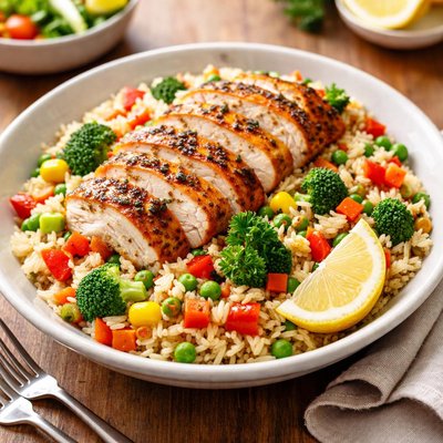 Veggie rice and ckicken