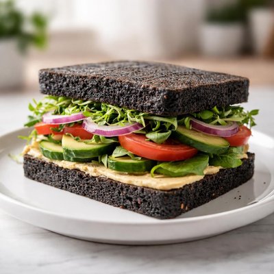 Veggie sandwich black bread