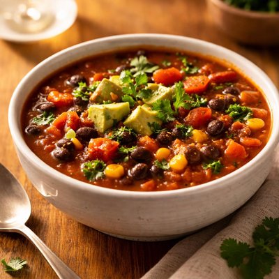Veggie tomato black bean soup