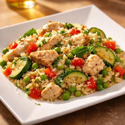 Vegtable and chicken risotto