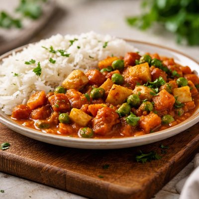 Vegtable gravy with rice