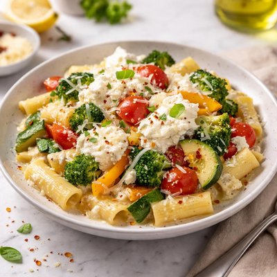 Vegtable pasta with riccota sauce