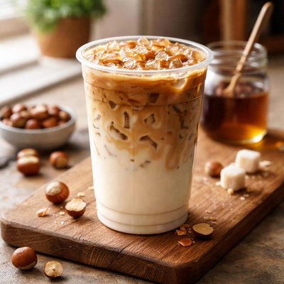 Venti iced hazelnut latte