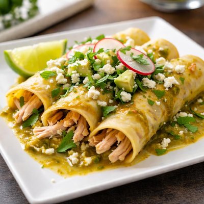 Verde chicken enchilada