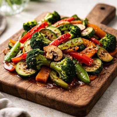 Verdure in padella senza olio cotte con salsa di soia