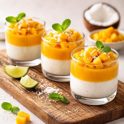 Verrine mousse coco et mangue