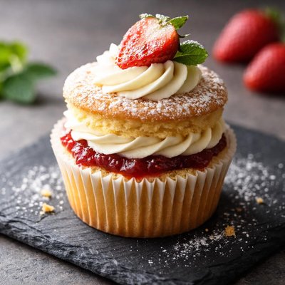 Victoria sponge cupcake