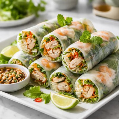 Vietnamese chicken prawn roll