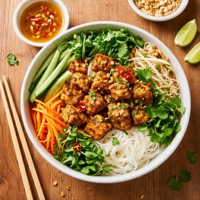 Vietnamese lemongrass tofu noodle bowl