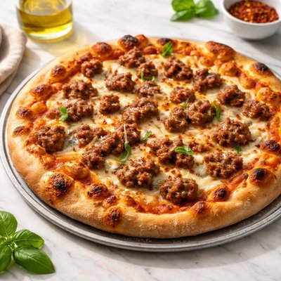 Vodka sauce with sausage pizza