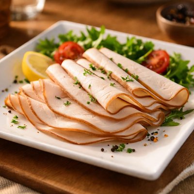 Wafer thin roast chicken slices