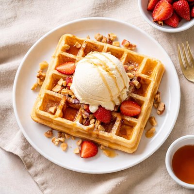 Waffel with ice cream