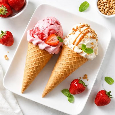 Waffle cone ice cream