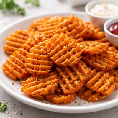Waffle cut sweet potato fries