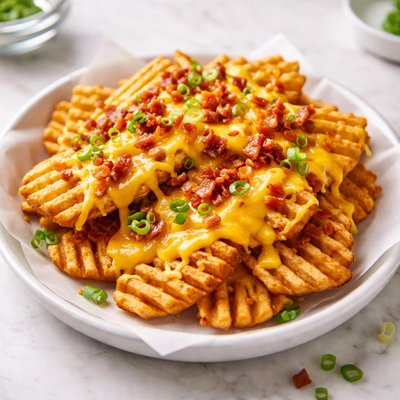 Waffle fries with cheese