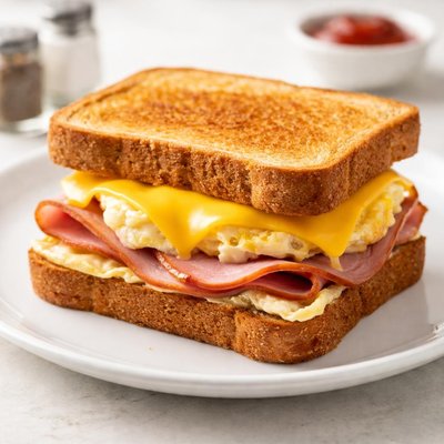 Waffle house ham egg cheede sandwich whole wheat