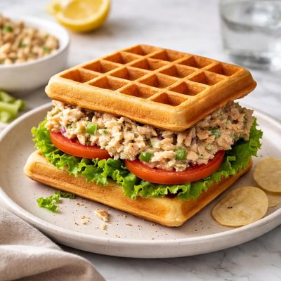 Waffle tuna sandwich