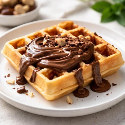 Waffle with chocolate spread