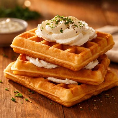 Waffle with cream cheese