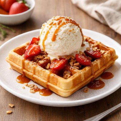 Waffle with ice cream