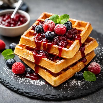 Waffle with jam
