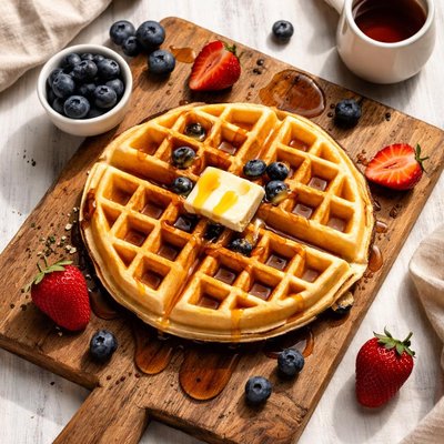 Waffle with maple syrup