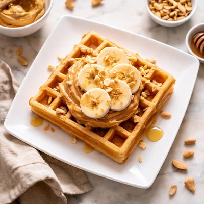Waffle with peanut butter