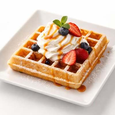 Waffle with whipped cream