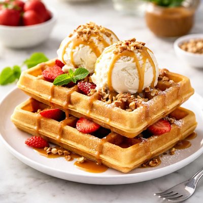 Waffles ice cream
