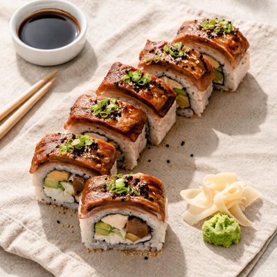 Wagyu food gras sushi roll