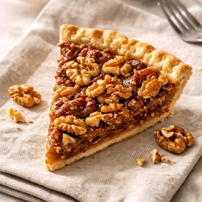 Walnut pie slice