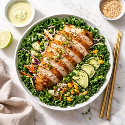 Wasabi kale and chicken bowl