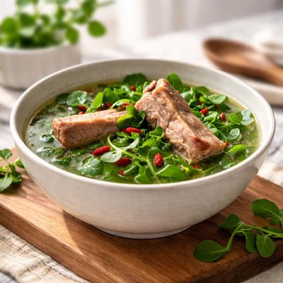 Water cres soup with ribs