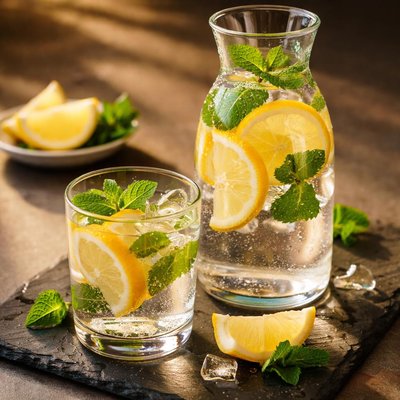 Water with lemon and mint