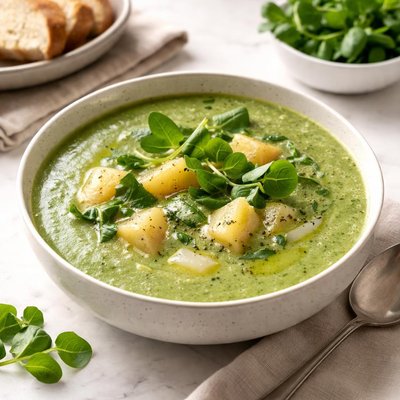 Watercress soup with some potatoes