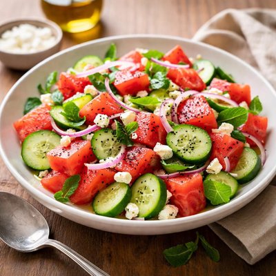 Watermelon and cucumber salad