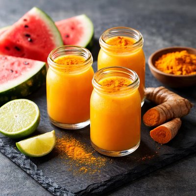 Watermelon and turmeric wellness shot