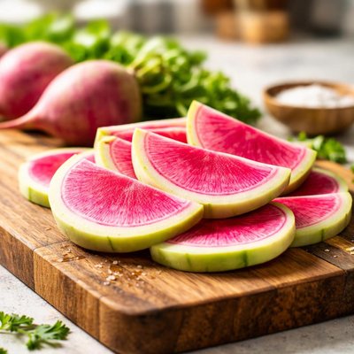 Watermelon radish slices